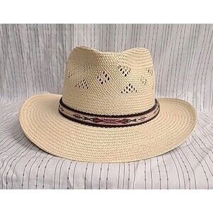 Fiesta Phx, AZ Wide Brim Straw Hat Size Lrg Summer Vacay Casual Preppy Work